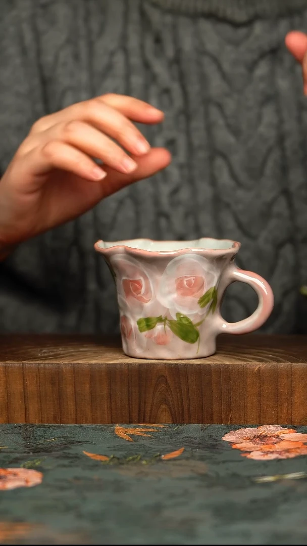 杯釉下彩手工手绘同款陶器
