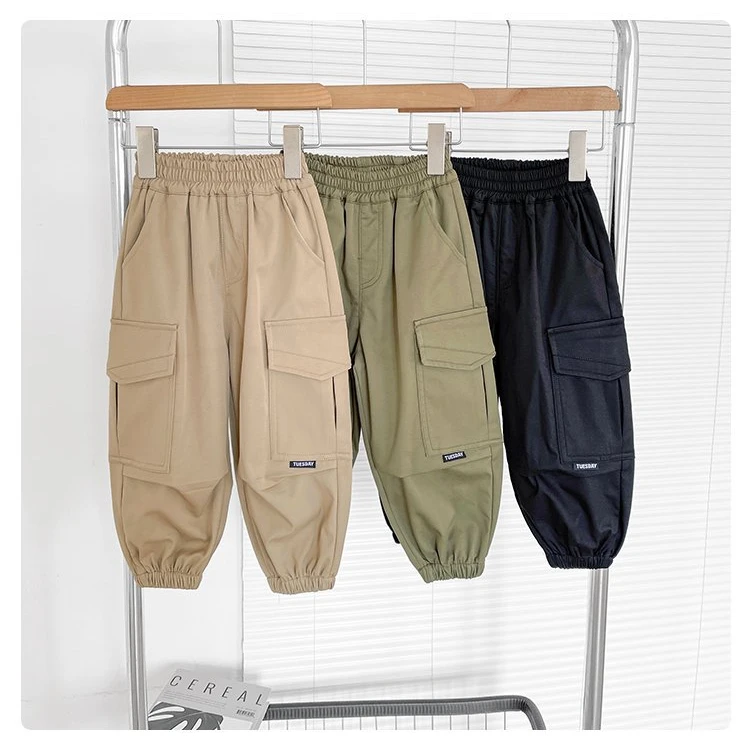 子航同款 春季新款儿童韩版帅气百搭工装裤ck7045