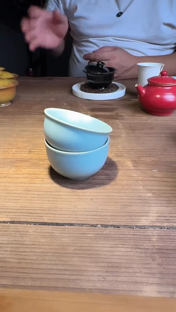 婺州窑龙窑烧制技艺2只汝窑品茗杯