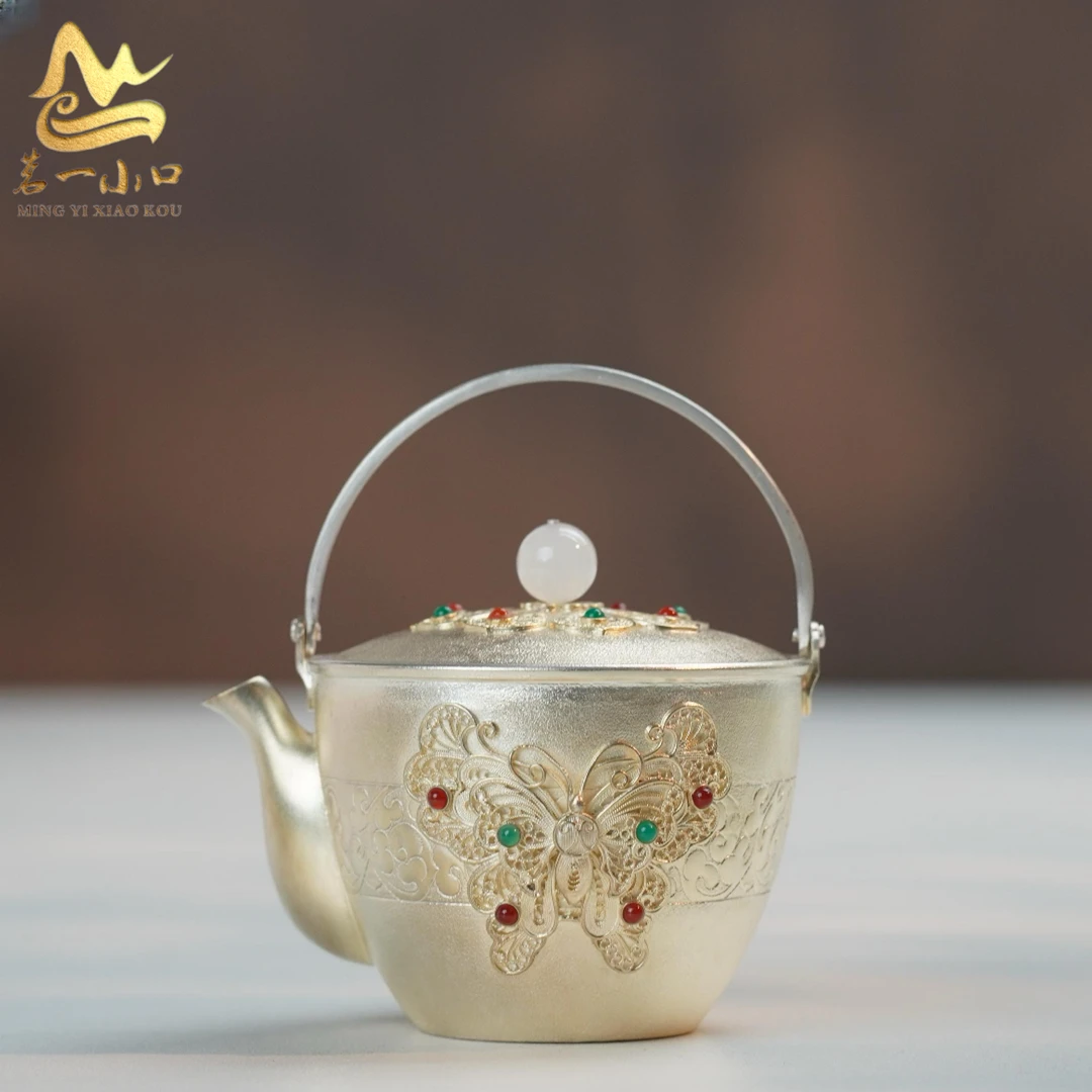 【茗一小口】传家系列《玉京谣》纯手工999足银泡茶壶150ml 160g
