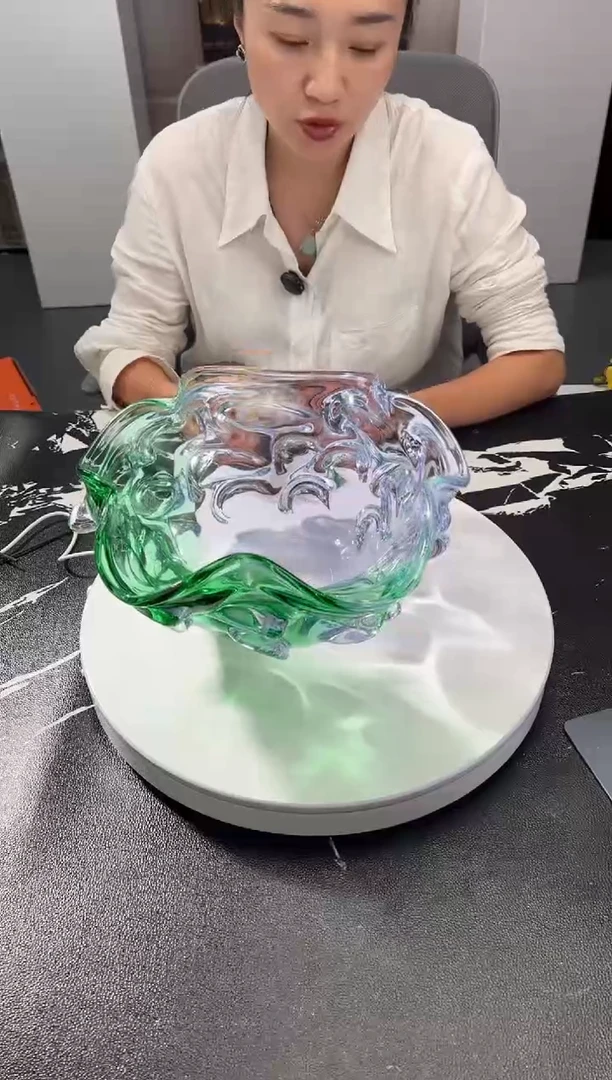 茶宠紫绿双色艺术果盘 大号