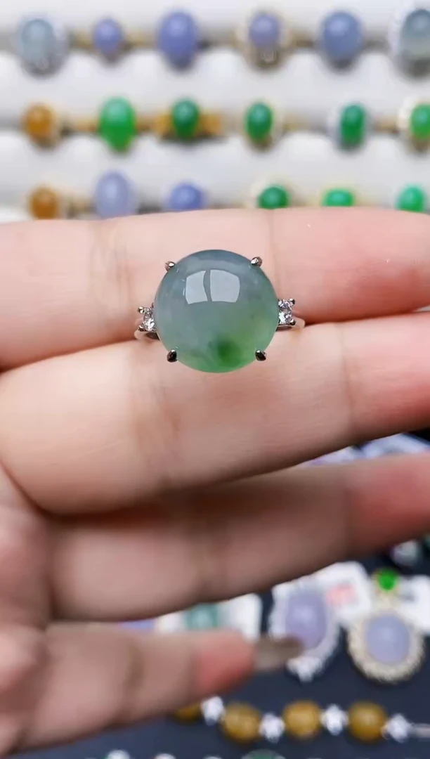 银S925镶嵌戒指翡翠0079