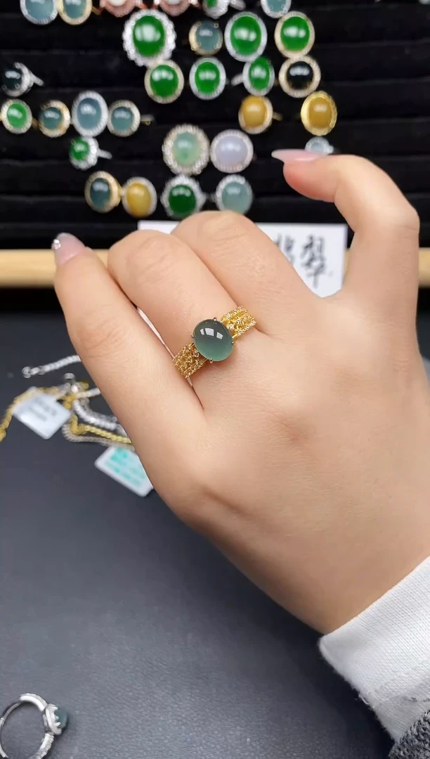 银S925镶嵌戒指翡翠826358