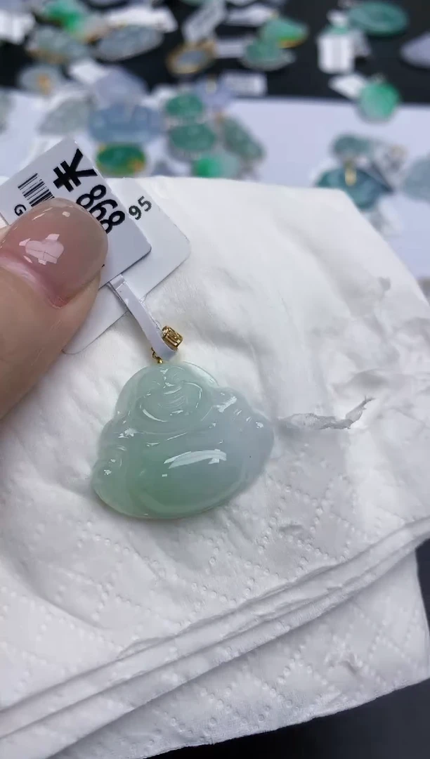 【闪购商品】翡翠颈饰18K金镶嵌天然缅甸翡翠A货