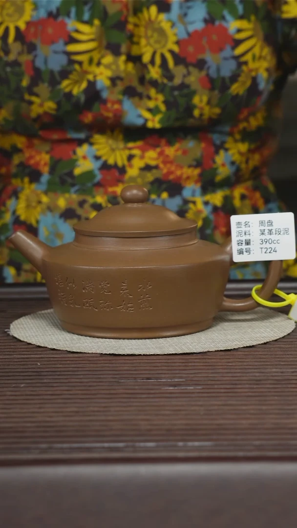 茶壶紫砂T224 孤品 某革段泥 周盘 390cc