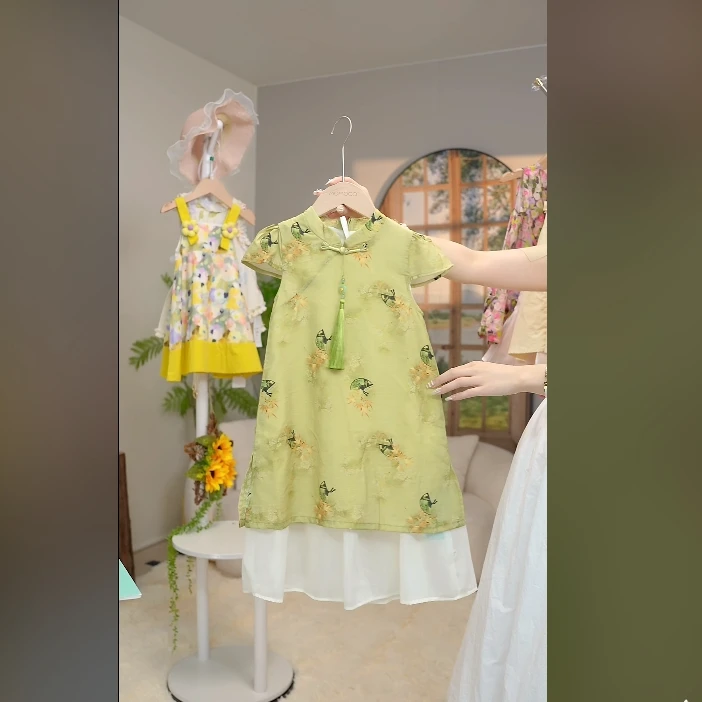 MOMOCO夏季新款女童国风舒适休闲连衣裙（演出服）77630470164