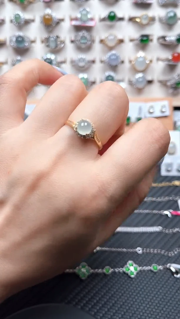 翡翠戒指银S925镶嵌2231