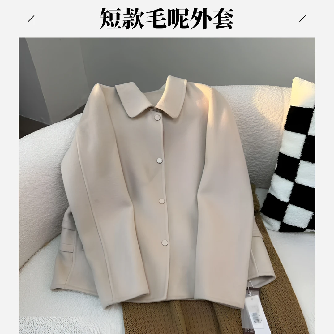 F33  短款宽松小个子女外套毛呢秋冬187