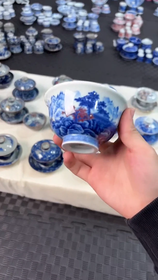 其他瓷雪**光景德镇陶瓷茶具青花釉里红清流圣境压手杯