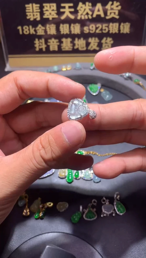 吊坠(不含链)银S925镶嵌翡翠S***?1