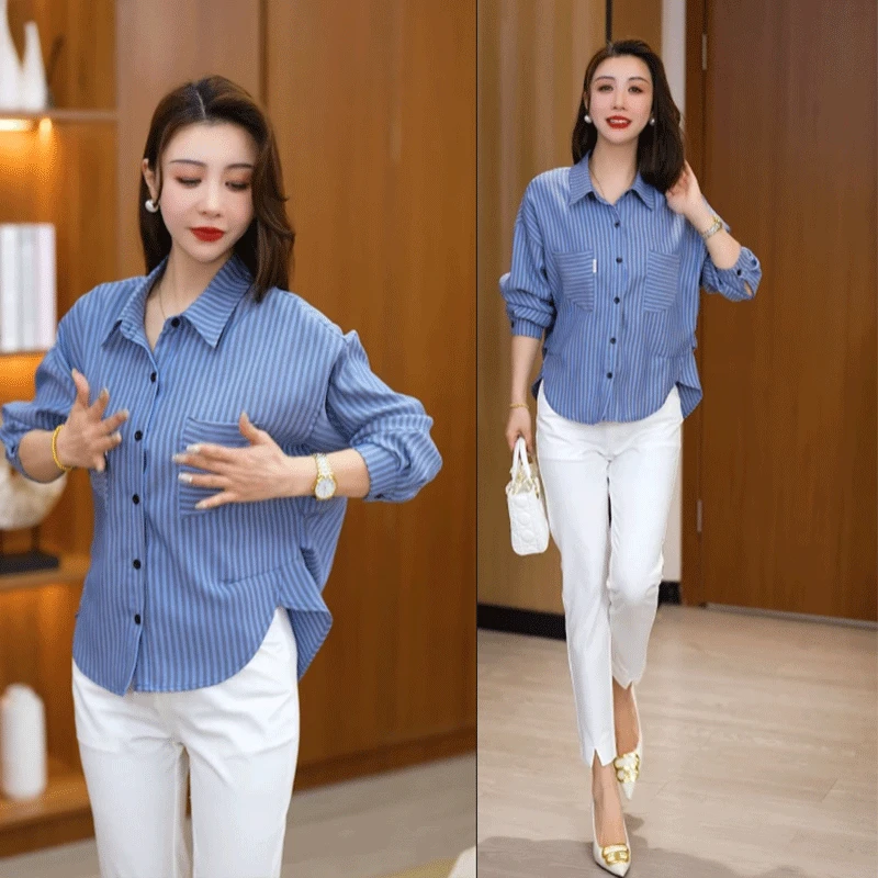 春秋穿搭衬衫休闲时尚洋气气质显瘦减龄女神长袖上衣