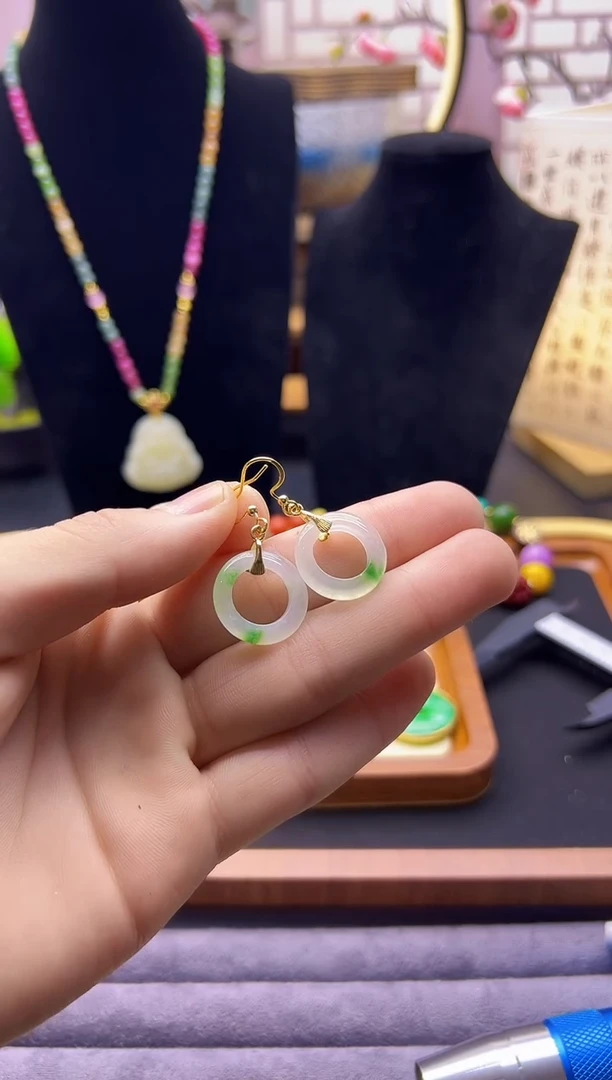 【闪购商品】翡翠耳饰14K金镶嵌E236