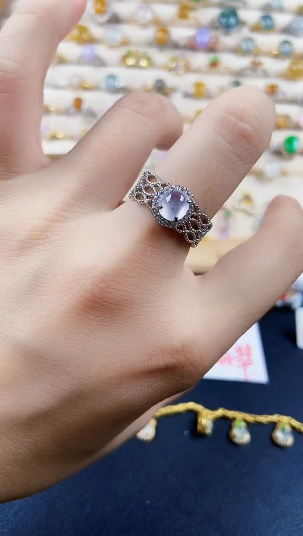 翡翠戒指银S925镶嵌218898