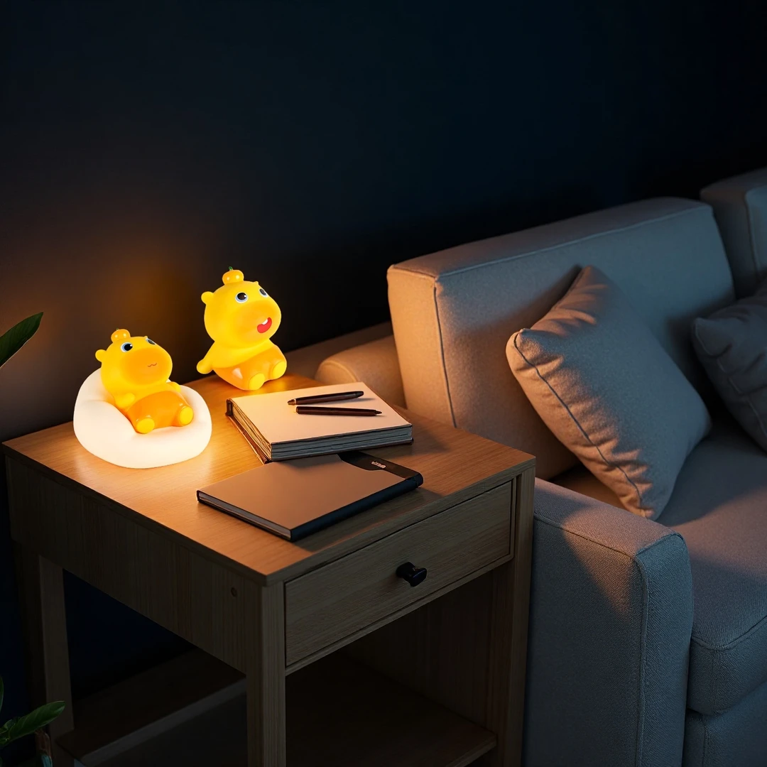 水豚噜噜拍拍灯床头小夜灯四档灯光可爱造型摆件发光玩具生日礼物