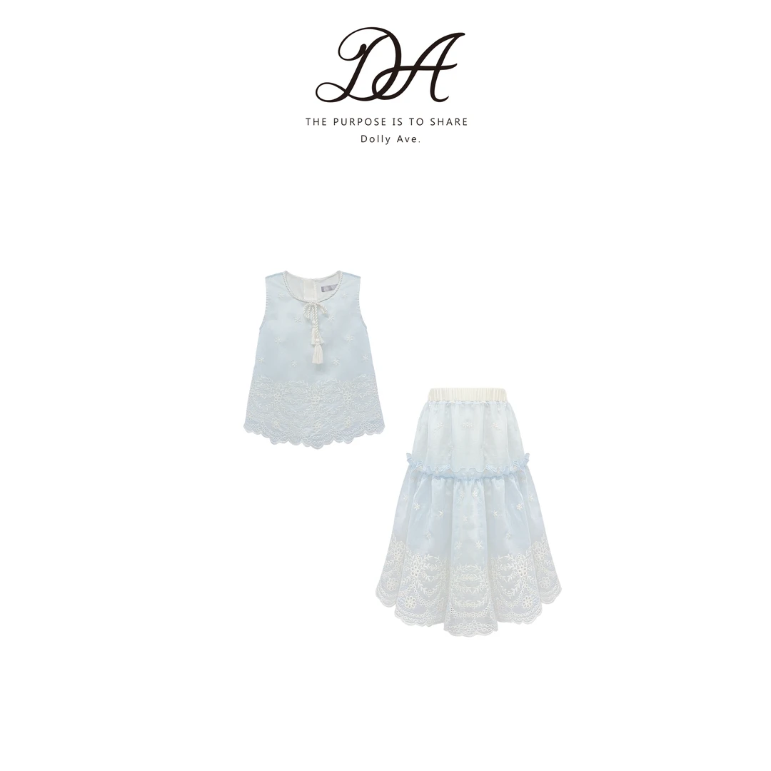 【现货】DollyAve 希雅 高定天丝刺绣提花手工编织流苏中长裙套装