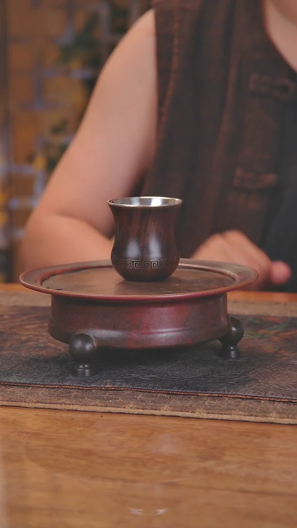 盛唐工坊 足银紫光檀木包银