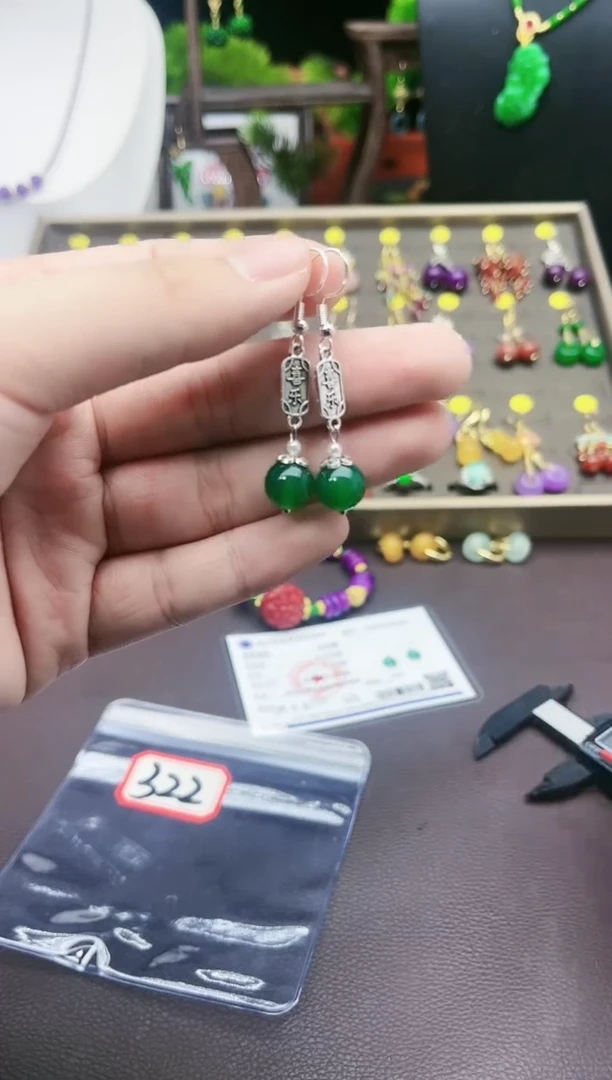 【闪购商品】玛瑙/玉髓耳钉银S925镶嵌322000