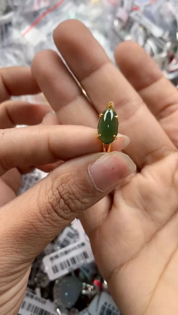 银S925镶嵌戒指翡翠777---1