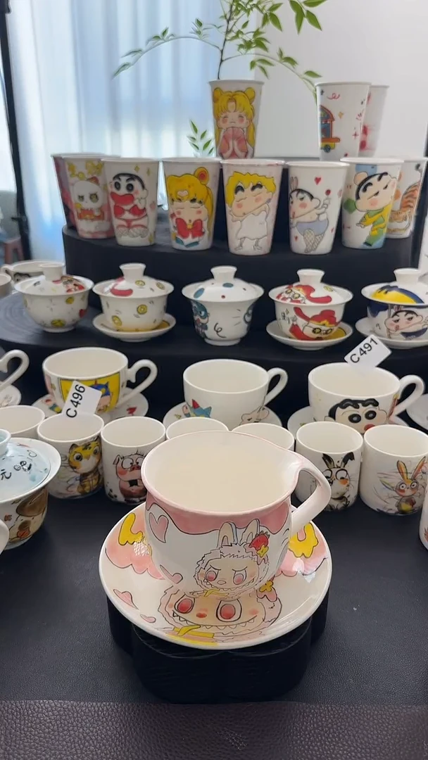 可***口纯手工绘制陶瓷杯504