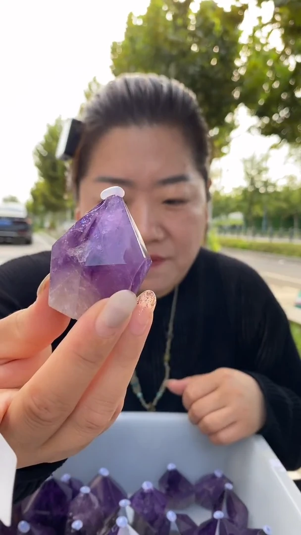 未镶嵌珠宝半成品水晶紫晶柱子D93