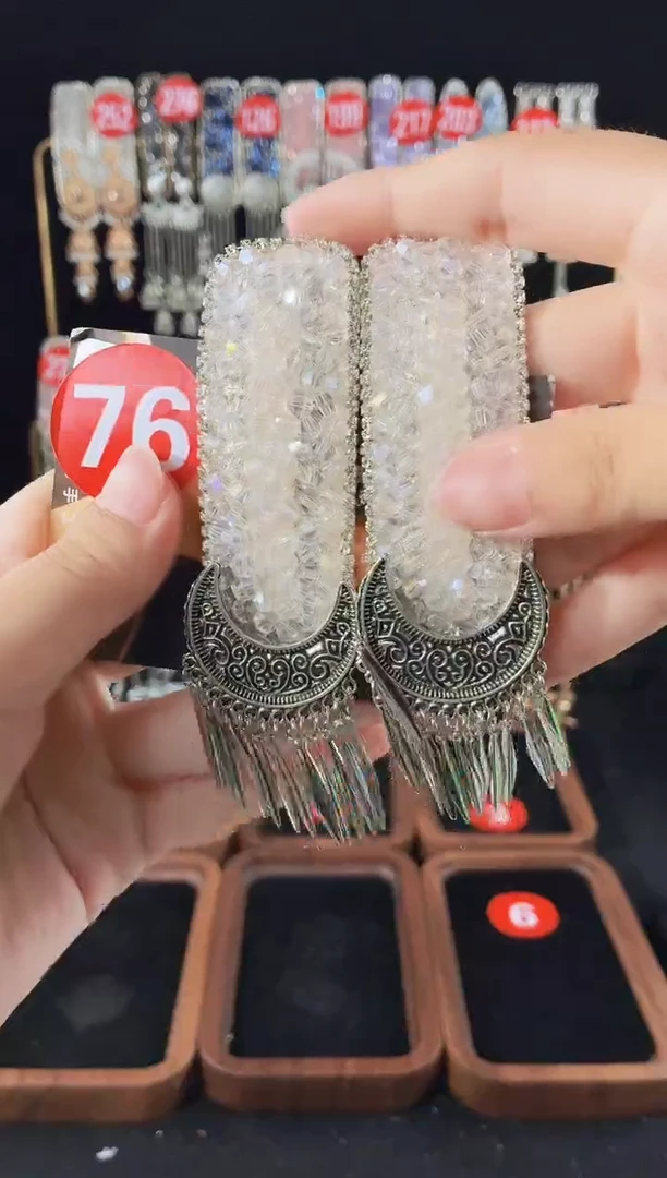 仿水晶铁合金76原创发夹一对倒夹