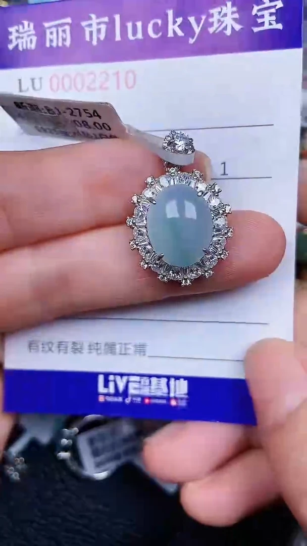 颈饰银S925镶嵌翡翠2210