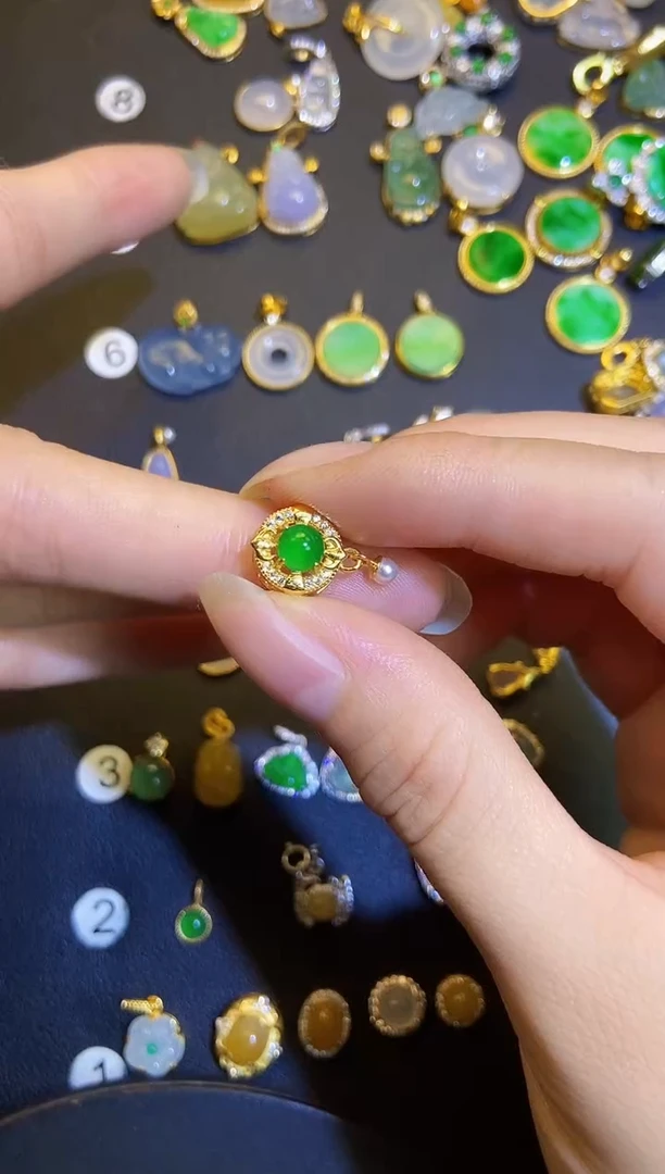 吊坠(不含链)银S925镶嵌翡翠1