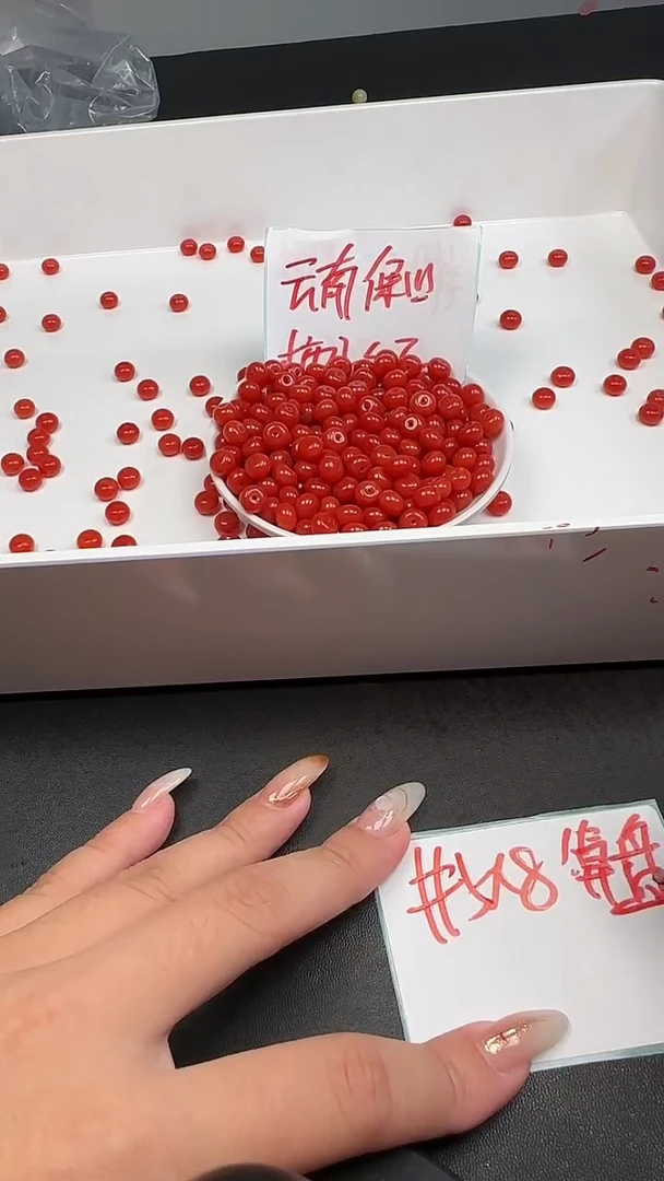 合金散珠南红玛瑙满肉柿子红N219卡5*8mm散珠20颗