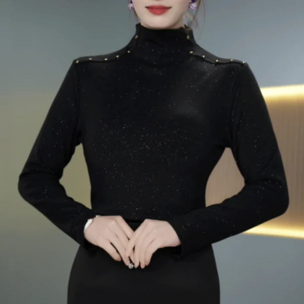 Y秋冬新款时尚洋气烫钻打底衫显瘦百搭气质长袖上衣 1026