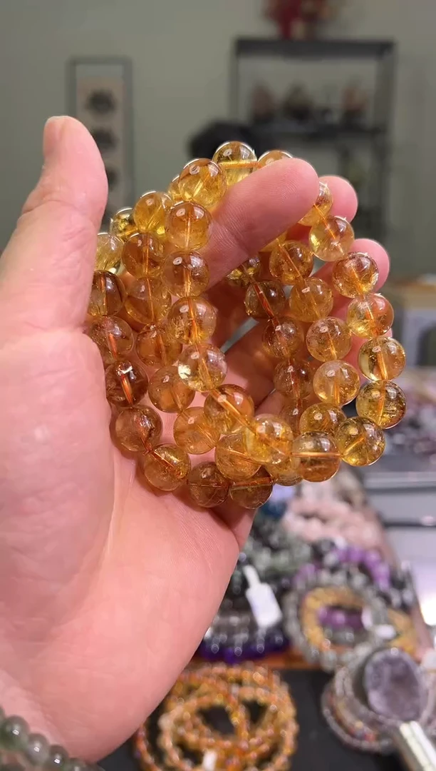 【闪购商品】黄晶手串未镶嵌12.5mm黄塔晶手串（多样性发其一）