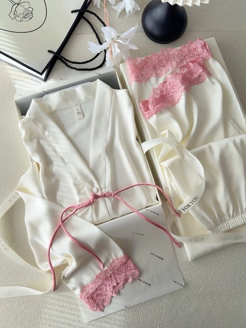 【DMXJ大梦想家】国潮欧若风气质高级感纯色冰丝睡衣春夏新款家居服