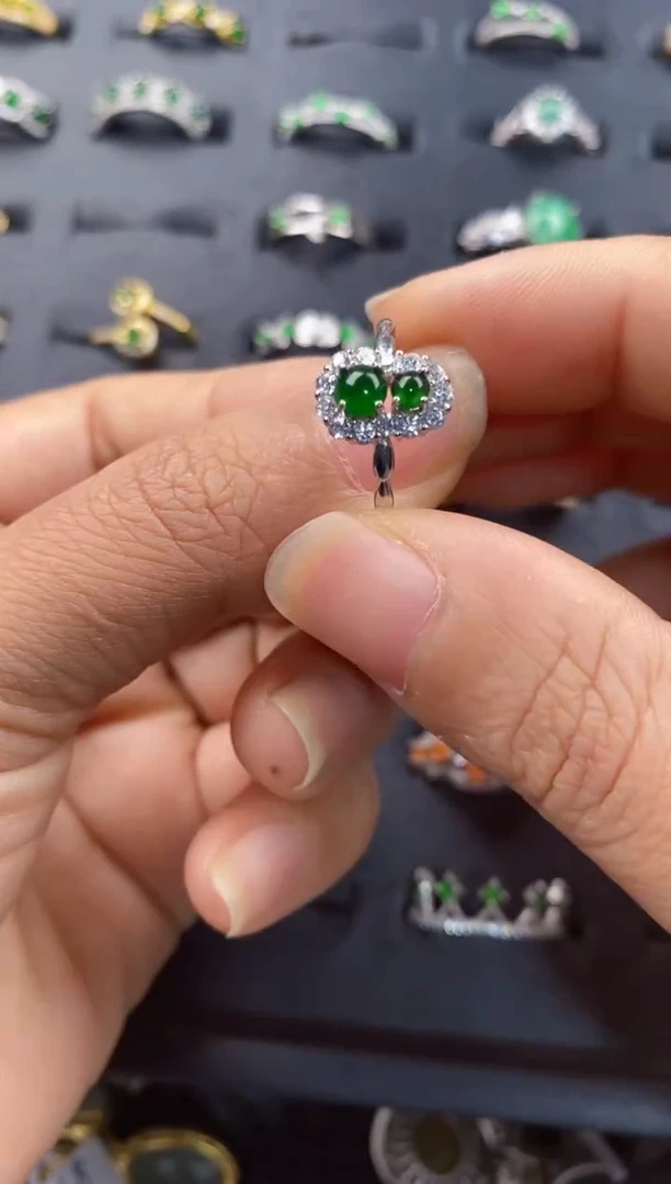 银S925镶嵌戒指翡翠111--10