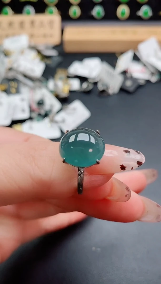 银S925镶嵌戒指翡翠1