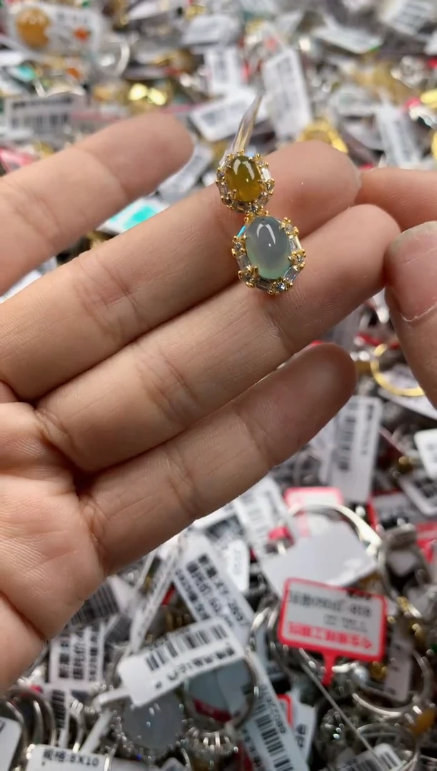 银S925镶嵌戒指翡翠666---4