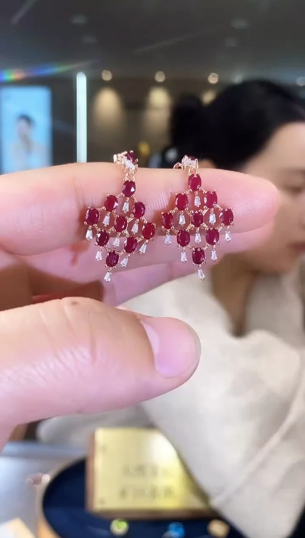 【闪购商品】红宝石耳饰银S925镶嵌09