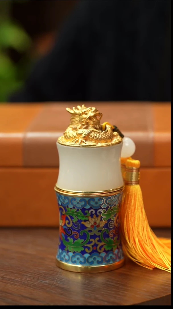 铜景泰蓝镶嵌玉石玉印  孤品一套