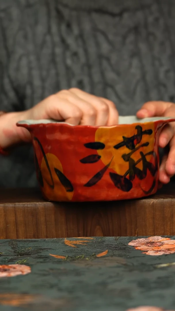 杯釉下彩手工手绘同款陶器