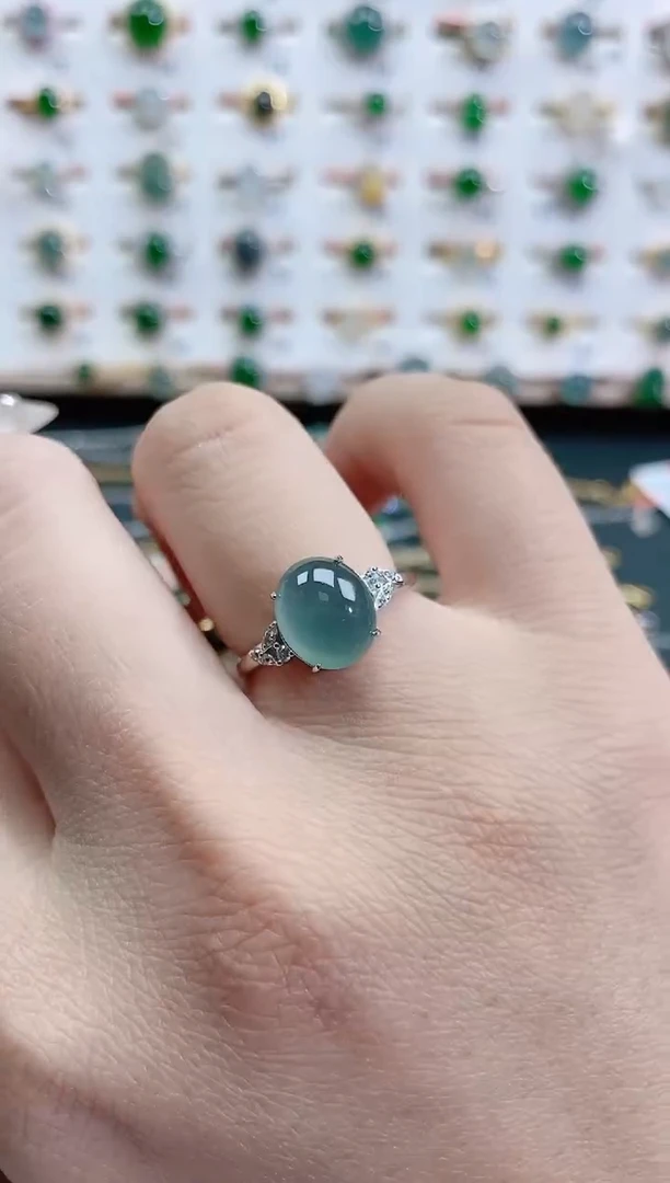 银S925镶嵌戒指翡翠天然翡翠