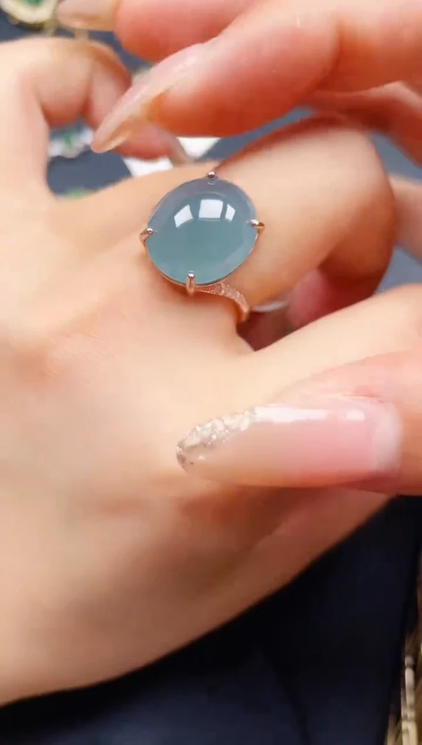 翡翠戒指银S925镶嵌423432