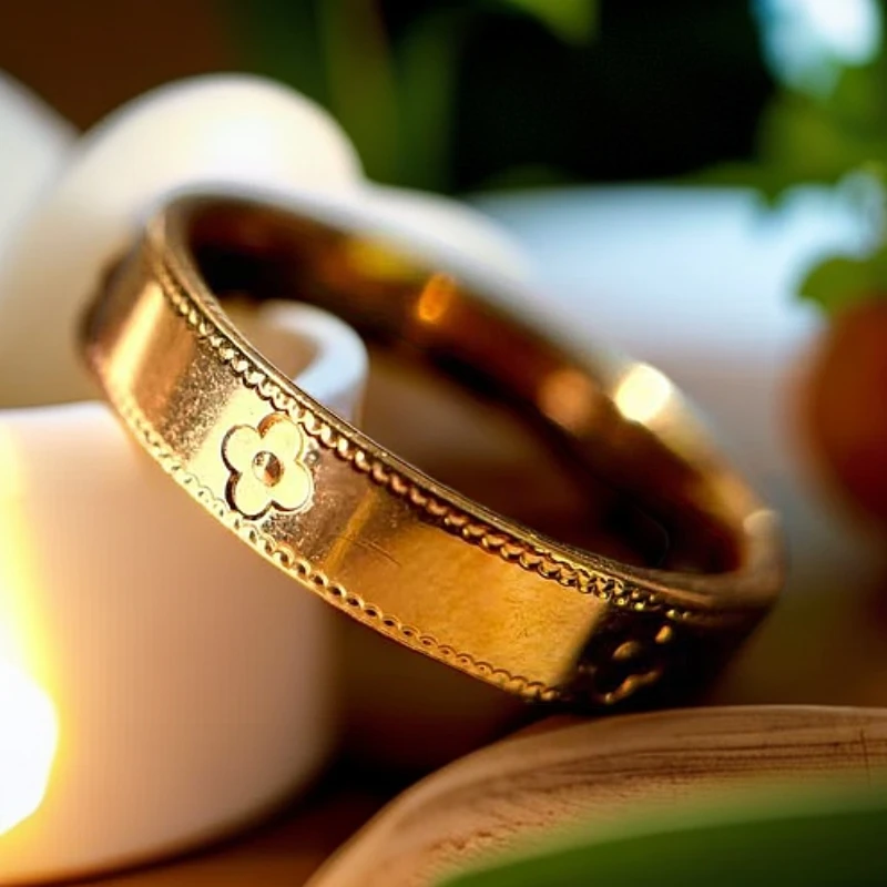 Z-8025  时尚精工幸运草戒指   + 专柜礼盒