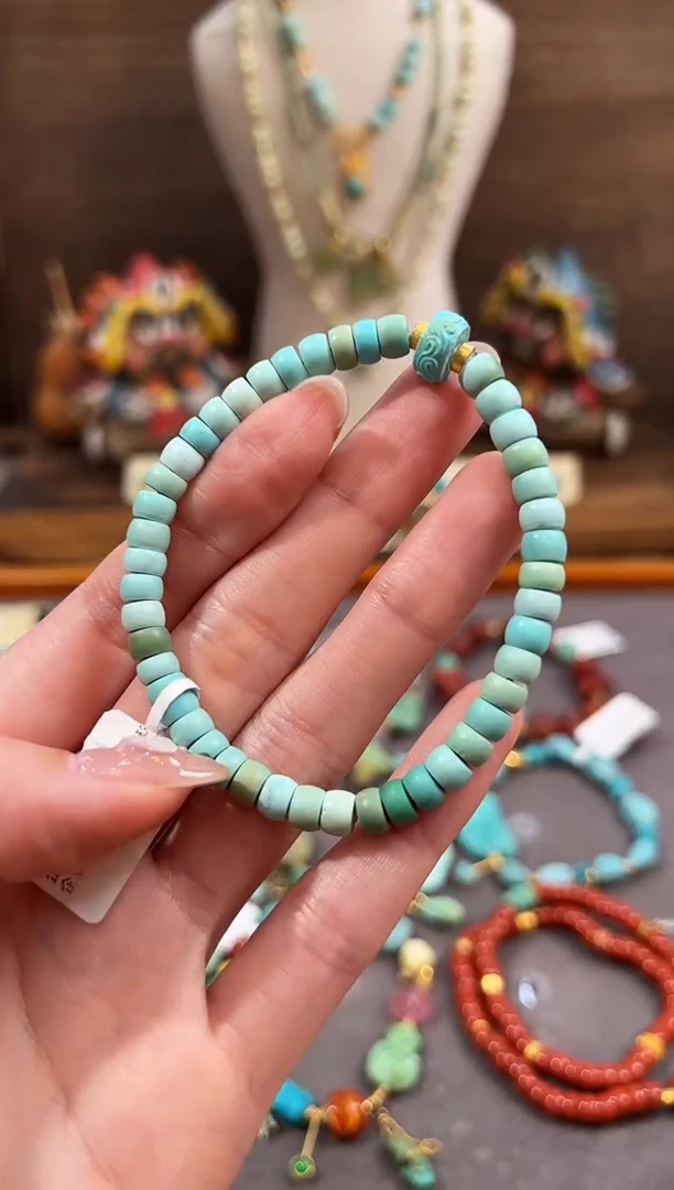 18K金镶嵌绿松石手链绿松石手链