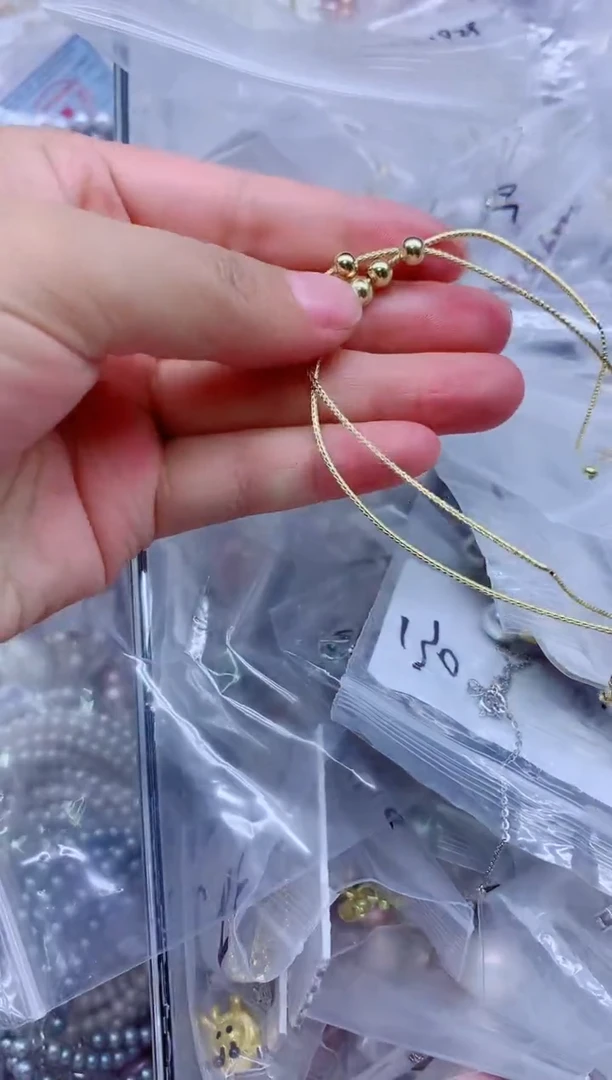 淡水珍珠手链银S925镶嵌无珍珠一起