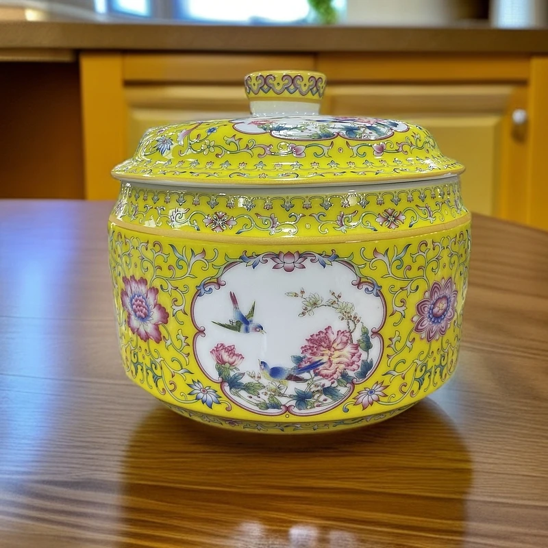 【高16，宽16】帝王黄花鸟储物罐