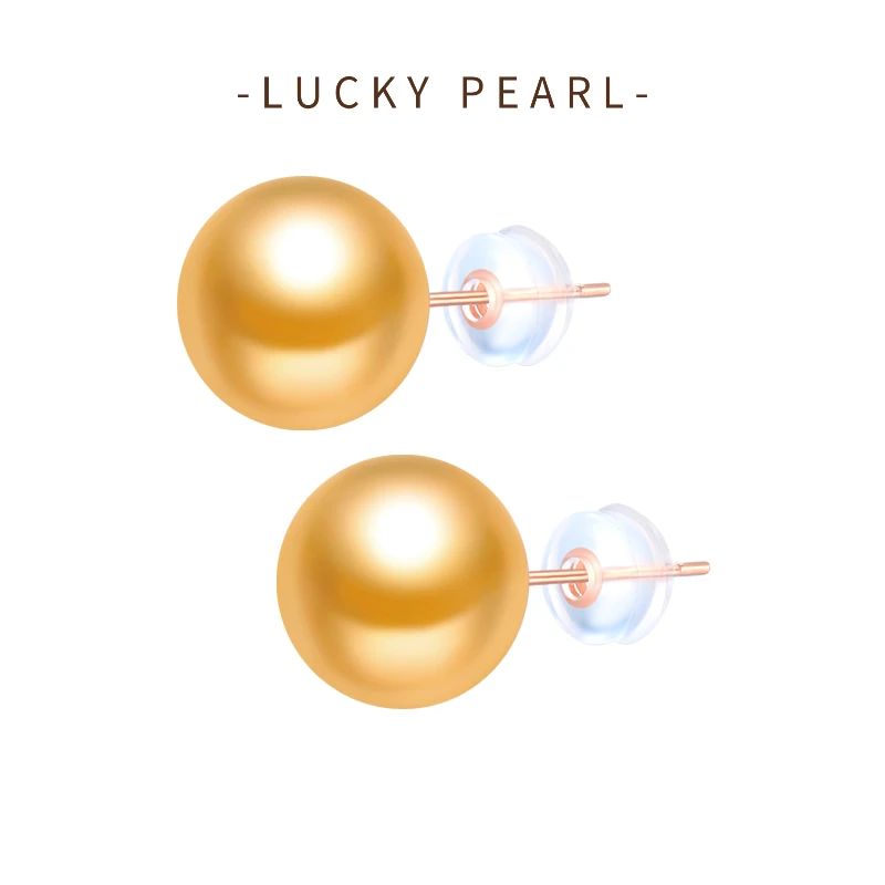 【LUCKY PEARL有幸珠宝】18K金 南洋金珠【荷鲁斯瞳】耳钉 9-10MM