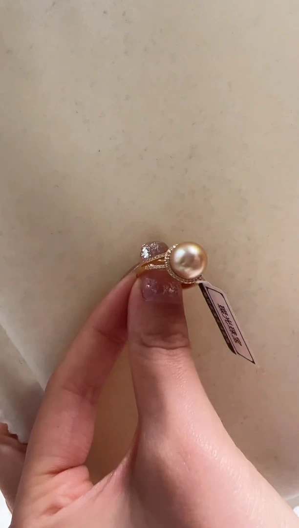 银S925镶嵌海水珍珠DA 10-11 金珠戒指 xj005