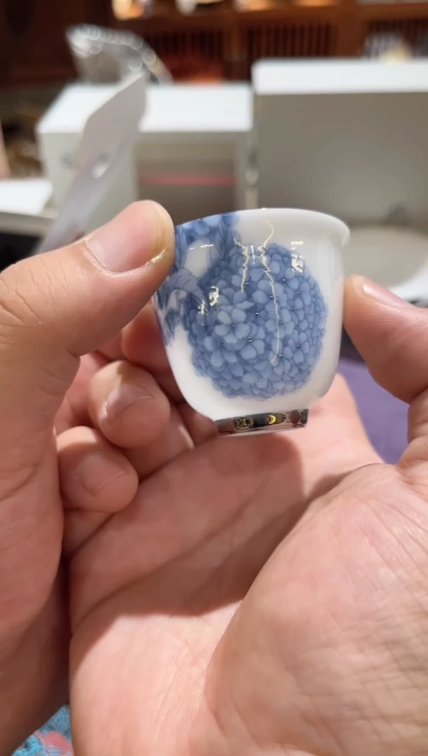 蓝绣球小小杯茶具茶具