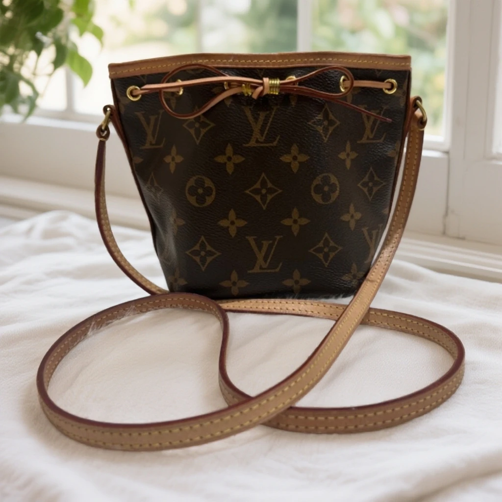 95新 LouisVuitton/路易威登 Lv 老花抽绳水桶包 nano 014704