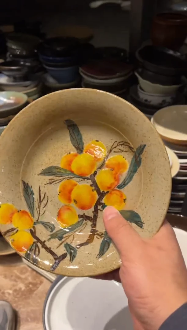 【闪购商品】瓷片230手绘琵琶反边盘1个