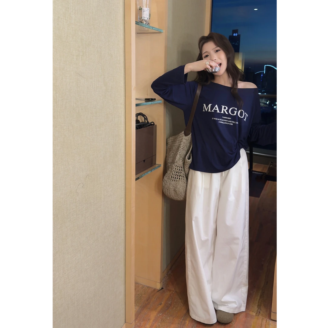 YPP！【白纸裤】衣橱放C位 韩版百搭宽松腰头抽绳松紧休闲裤直筒裤