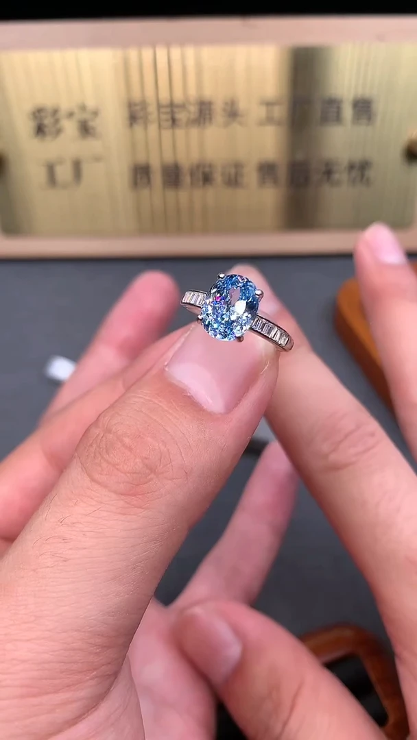 海蓝宝石戒指银S925镶嵌8765